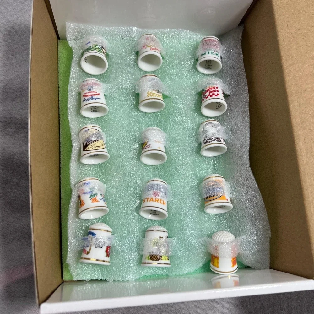Franklin Mint Country Store Advertising Porcelain Thimbles Cards Vintage 80s Lot
